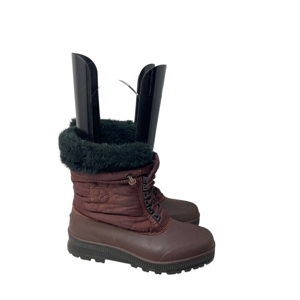 Sorel Duck Boots Women's Size 10 Maroon Boho Embroidered High Ankle Winter